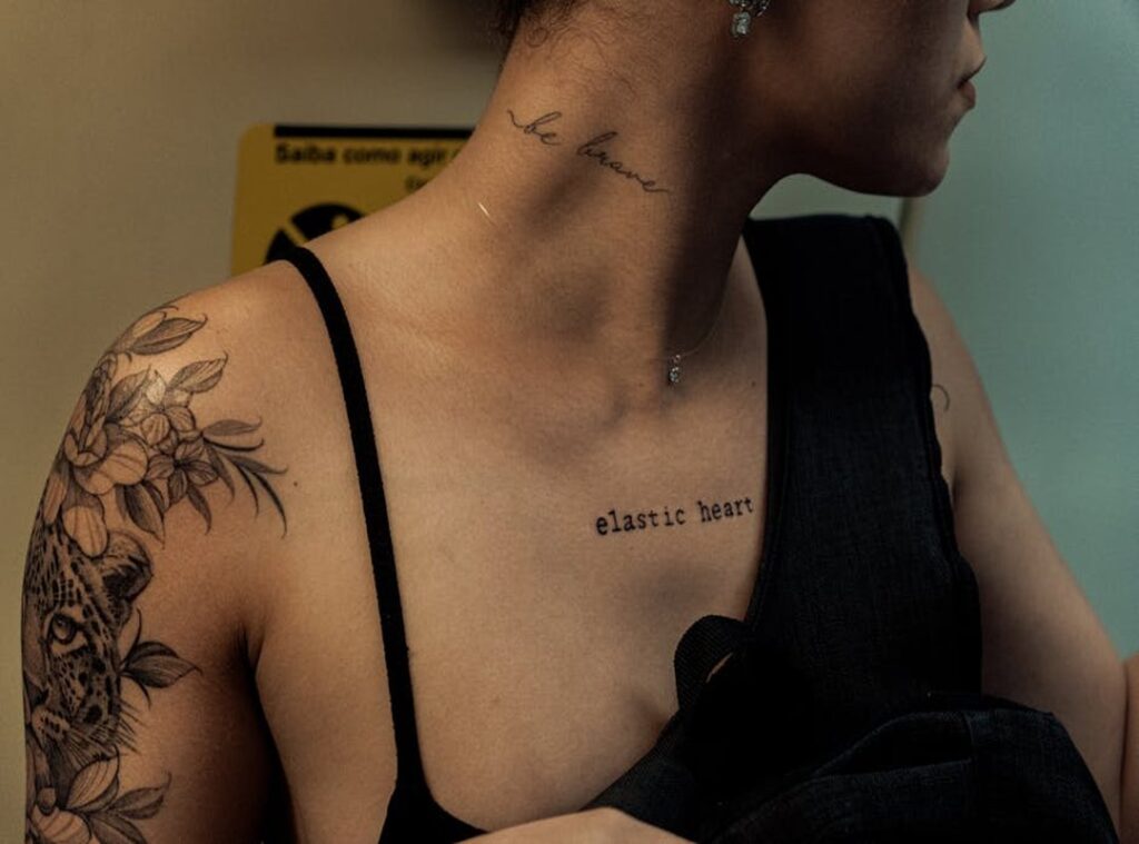 side neck tattoos words